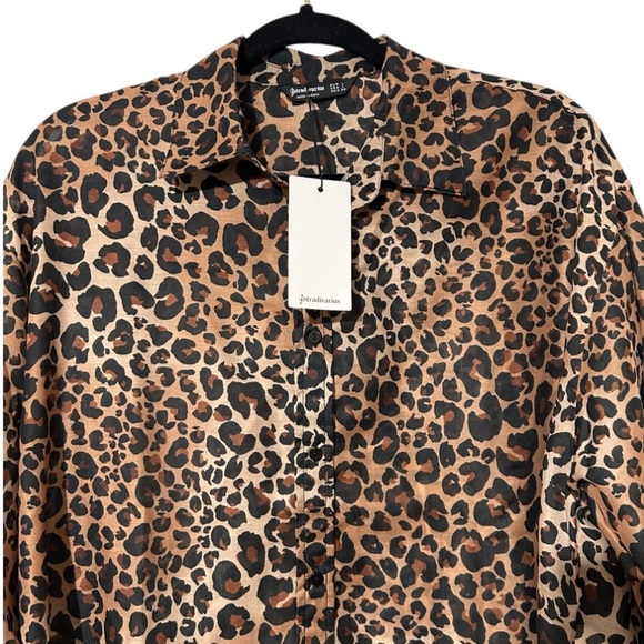 ASOS- Stradivarius Button Down Leopard Print Blouse Sz Large Office Siren - Picture 5 of 8